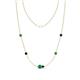 1 - Linea 0.53 ctw Emerald (4 mm) and Blue Sapphire Women Station Necklace 