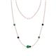 1 - Linea 0.53 ctw Emerald (4 mm) and Blue Sapphire Women Station Necklace 