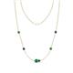 1 - Linea 0.45 ctw Emerald (4 mm) and Iolite Women Station Necklace 