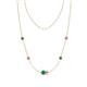 1 - Linea 0.54 ctw Emerald (4 mm) and Pink Sapphire Women Station Necklace 