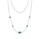 1 - Linea 0.54 ctw Emerald (4 mm) and Pink Sapphire Women Station Necklace 