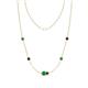 1 - Linea 0.53 ctw Emerald (4 mm) and Red Garnet Women Station Necklace 