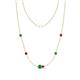 1 - Linea 0.51 ctw Emerald (4 mm) and Ruby Women Station Necklace 