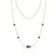 1 - Linea 0.51 ctw Emerald (4 mm) and Tanzanite Women Station Necklace 