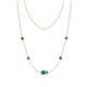 1 - Linea 0.45 ctw Emerald (4 mm) and Turquoise Women Station Necklace 