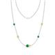 1 - Linea 0.54 ctw Emerald (4 mm) and Yellow Sapphire Women Station Necklace 