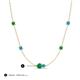 3 - Linea 0.45 ctw Emerald (4 mm) and Turquoise Women Station Necklace 