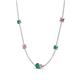 4 - Linea 0.54 ctw Emerald (4 mm) and Pink Sapphire Women Station Necklace 
