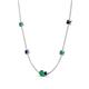 4 - Linea 0.53 ctw Emerald (4 mm) and Blue Sapphire Women Station Necklace 