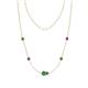 1 - Linea 0.55 ctw Green Garnet (4 mm) and Amethyst Women Station Necklace 