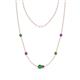 1 - Linea 0.55 ctw Green Garnet (4 mm) and Amethyst Women Station Necklace 