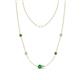 1 - Linea 0.55 ctw Green Garnet (4 mm) and Aquamarine Women Station Necklace 