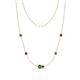 1 - Linea 0.61 ctw Green Garnet (4 mm) and Ruby Women Station Necklace 