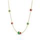 4 - Linea 0.61 ctw Green Garnet (4 mm) and Ruby Women Station Necklace 