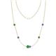 1 - Linea 0.61 ctw Green Garnet (4 mm) and Tanzanite Women Station Necklace 