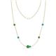 1 - Linea 0.55 ctw Green Garnet (4 mm) and Turquoise Women Station Necklace 