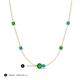 3 - Linea 0.55 ctw Green Garnet (4 mm) and Turquoise Women Station Necklace 