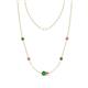 1 - Linea 0.64 ctw Green Garnet (4 mm) and Pink Sapphire Women Station Necklace 