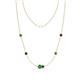 1 - Linea 0.63 ctw Green Garnet (4 mm) and Red Garnet Women Station Necklace 