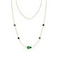 1 - Linea 0.61 ctw Green Garnet (4 mm) and London Blue Topaz Women Station Necklace 