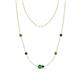 1 - Linea 0.61 ctw Green Garnet (4 mm) and Blue Diamond Women Station Necklace 