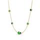 4 - Linea 0.61 ctw Green Garnet (4 mm) and Blue Diamond Women Station Necklace 