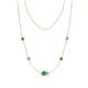 1 - Linea 0.58 ctw Green Garnet (4 mm) and Blue Topaz Women Station Necklace 