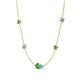 4 - Linea 0.58 ctw Green Garnet (4 mm) and Blue Topaz Women Station Necklace 