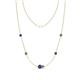 1 - Linea 0.48 ctw Iolite (4 mm) and Created Alexandrite Women Station Necklace 