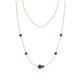 1 - Linea 0.40 ctw Iolite (4 mm) and Amethyst Women Station Necklace 