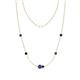 1 - Linea 0.48 ctw Iolite (4 mm) and Blue Sapphire Women Station Necklace 