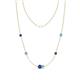 1 - Linea 0.43 ctw Iolite (4 mm) and Blue Topaz Women Station Necklace 