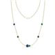 1 - Linea 0.40 ctw Iolite (4 mm) and Emerald Women Station Necklace 