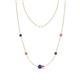 1 - Linea 0.49 ctw Iolite (4 mm) and Pink Sapphire Women Station Necklace 