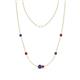 1 - Linea 0.46 ctw Iolite (4 mm) and Ruby Women Station Necklace 