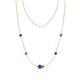 1 - Linea 0.40 ctw Iolite (4 mm) and Turquoise Women Station Necklace 