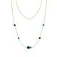 1 - Linea 0.49 ctw London Blue Topaz (4 mm) and Turquoise Women Station Necklace 