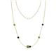 1 - Linea 0.65 ctw Peridot (4 mm) and Blue Sapphire Women Station Necklace 