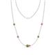 1 - Linea 0.66 ctw Peridot (4 mm) and Pink Sapphire Women Station Necklace 