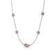 4 - Linea 0.66 ctw Peridot (4 mm) and Pink Sapphire Women Station Necklace 