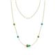 1 - Linea 0.57 ctw Peridot (4 mm) and Turquoise Women Station Necklace 