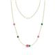 1 - Linea 0.52 ctw Pink Sapphire (4 mm) and Emerald Women Station Necklace 