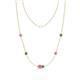 1 - Linea 0.61 ctw Pink Sapphire (4 mm) and Green Garnet Women Station Necklace 