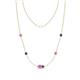 1 - Linea 0.52 ctw Pink Sapphire (4 mm) and Iolite Women Station Necklace 