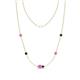 1 - Linea 0.59 ctw Pink Sapphire (4 mm) and London Blue Topaz Women Station Necklace 