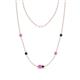 1 - Linea 0.59 ctw Pink Sapphire (4 mm) and London Blue Topaz Women Station Necklace 