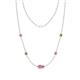 1 - Linea 0.61 ctw Pink Sapphire (4 mm) and Peridot Women Station Necklace 