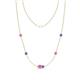 1 - Linea 0.59 ctw Pink Sapphire (4 mm) and Tanzanite Women Station Necklace 