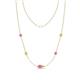 1 - Linea 0.58 ctw Pink Sapphire (4 mm) and Yellow Diamond Women Station Necklace 