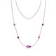 1 - Linea 0.52 ctw Pink Sapphire (4 mm) and Amethyst Women Station Necklace 